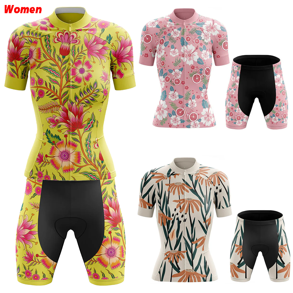 Cycling Gear Ladies - Floral Cycling Bicycle Clothing Jersey Cycling