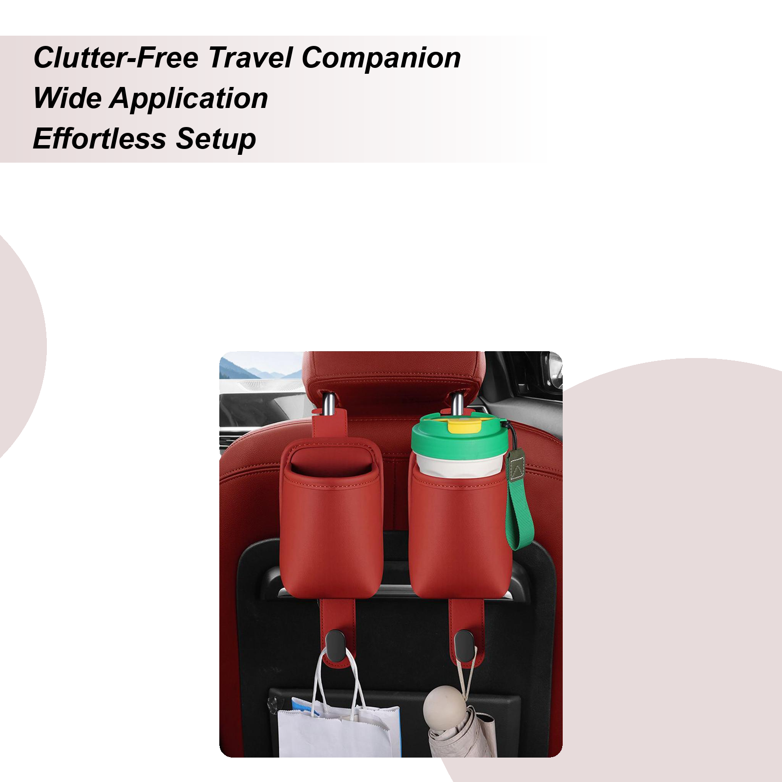 Water Bottle Holder - Car Seat Headrest Hooks Non-Slip Water