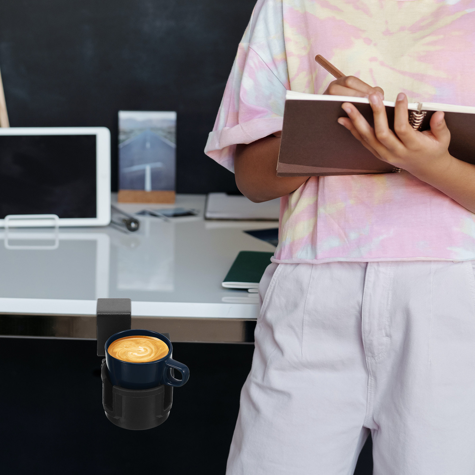 Water Bottle Holder - Desk Cup Holder with 180 Degree