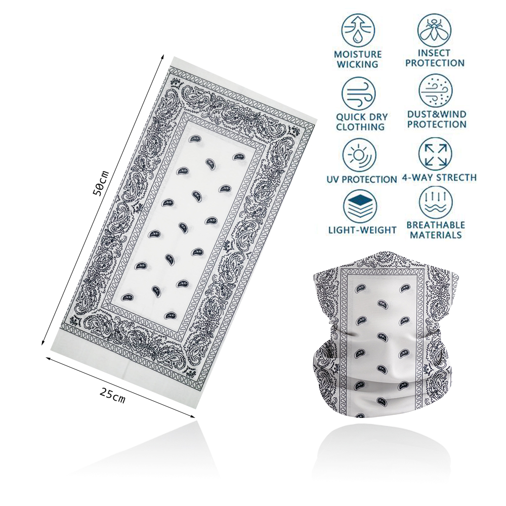 White Paisley Neck Gater Tube  - Cycling Gear Black reseña y precio