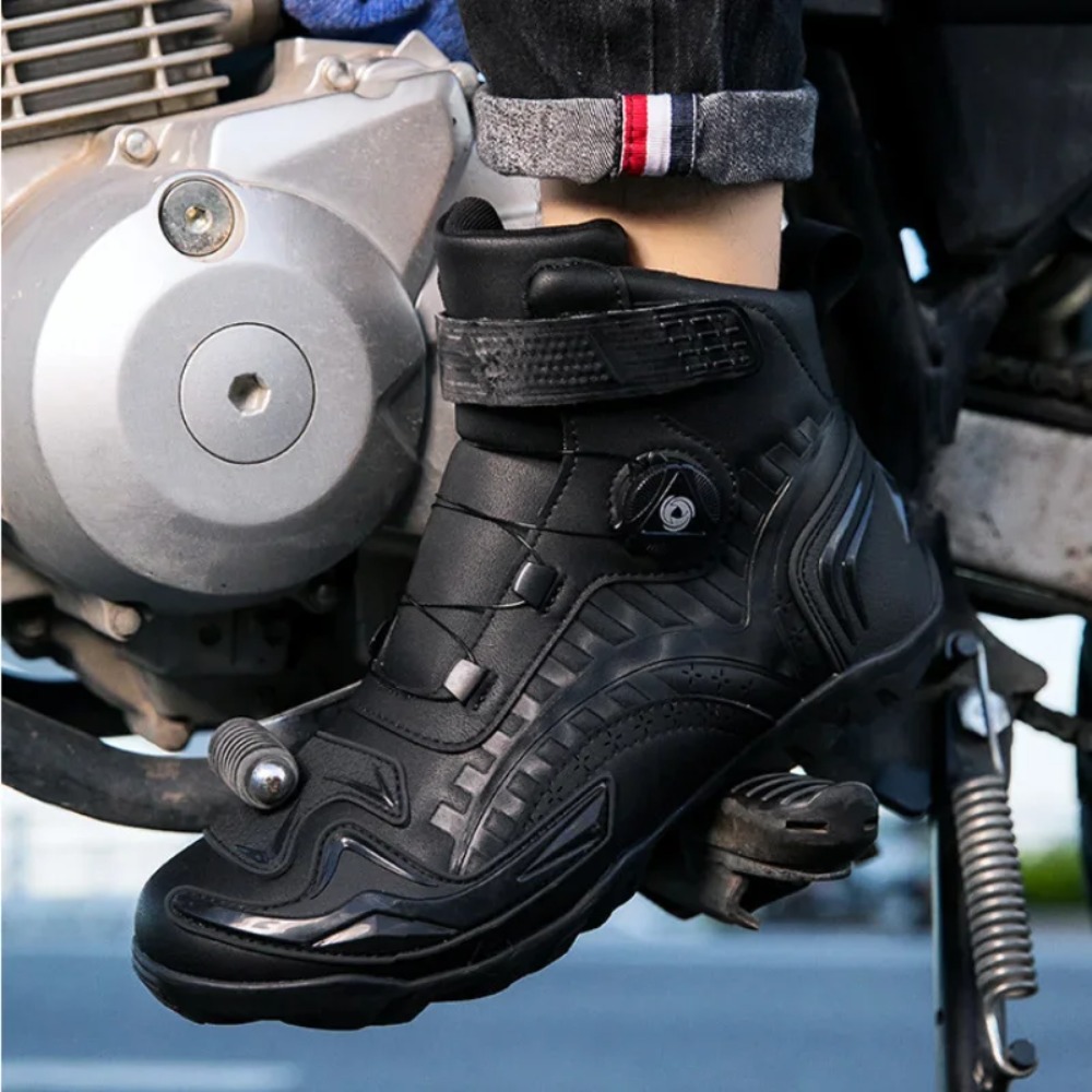 Black Retro Motorcycle Boots M - Cycling Gear Black reseña y precio