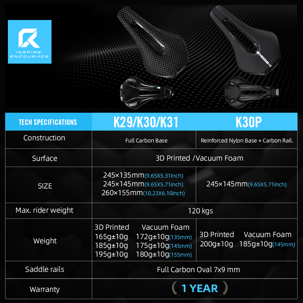 RYET 3D Printed Full Carbon Bi - Carbon Fiber Saddle reseña y precio